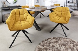 SCAUN ROTATIV, PAPILLON, GALBEN MUSTAR, COD 41589, STIL RETRO