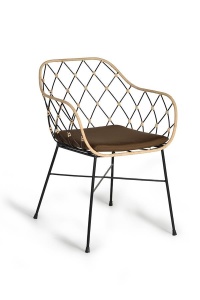 SCAUN SKYE 5651, MARO/NEGRU, DIN RATAN SI METAL, STIL MODERN G&C