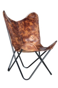 SCAUN TIP FLUTURE SILLA BUTTERFLY 6466, MARO/NEGRU, DIN PIELE SI METAL, STIL VINTAGE G&C - Img 2
