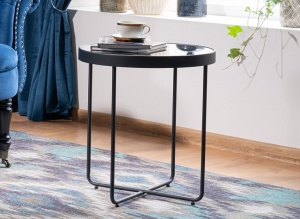 SET 2 MASUTE DE CAFEA ATENA, 40/45 CM, NEGRU/NEGRU MAT, BLAT DIN STICLA SECURIZATA SI CADRU DIN METAL, STIL MODERN - Img 2