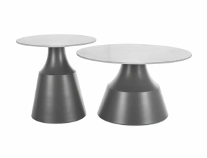 SET 2 MASUTE DE CAFEA ITAKA, 50/70 CM, EFECT DE MARMURA ALBA/GRI, BLAT DIN CERAMICA SI CADRU DIN METAL, STIL MODERN - Img 1
