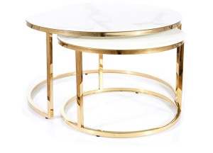 SET 2 MASUTE DE CAFEA MUSE, 60/80 CM, EFECT DE MARMURA ALBA/AURIU, BLAT DIN STICLA SECURIZATA SI CADRU DIN METAL, STIL MODERN - Img 3