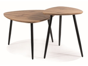 SET 2 MASUTE DE CAFEA TWIN, 40/60 CM, STEJAR ARTISAN/NEGRU, BLAT DIN MDF, FURNIR NATURAL SI CADRU DIN METAL, STIL MODERN - Img 3