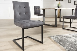 SET 2 SCAUNE DINING SAU BIROU NEGRU/GRI OXFORD 36962 - DESIGN VINTAGE/INDUSTRIAL
