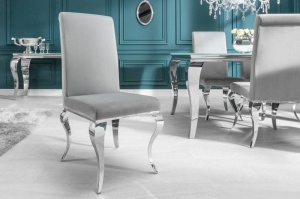 SET 2 SCAUNE, ELEGANT, BAROCK, GRI/ ARGINTIU, DIN METAL SI CATIFEA, ARTIM GROUP SELECTION