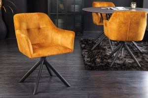 SET 2 SCAUNE, LOFT, ROTATIV, TAPITAT IN CATIFEA GALBEN MUSTAR, STIL INDUSTRIAL, ARTIM GROUP SELECTION