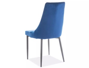STOC 2 BUC!!! SCAUN DINING TRIX B, ALBASTRU BLUVEL 86/NEGRU MAT, TAPITERIE DIN CATIFEA SI PICIOARE DIN METAL, STIL MODERN - Img 2