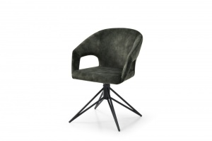 STOC 2 BUC!!! SCAUN ROTATIV PIVOTANT, ETERNITY, TAPITERIE CATIFEA VERDE INCHIS, DESIGN RETRO