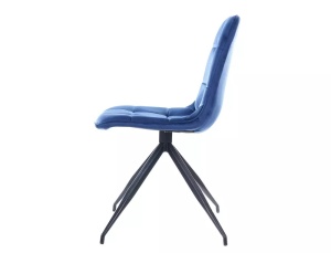 STOC 2 BUCATI!!! SCAUN DINING TEXO, ALBASTRU BLUVEL 86/NEGRU, TAPITERIE DIN CATIFEA SI PICIOARE DIN METAL, STIL MODERN - Img 3