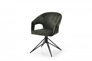 STOC !!! SET 2 SCAUNE ROTATIV PIVOTANT, ETERNITY, COD 40498, TAPITERIE CATIFEA VERDE INCHIS, DESIGN RETRO - Img 2