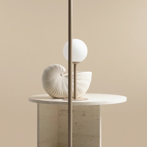 VEIOZA PINNE, 35 CM, BEJ, DIN STICLA SI METAL, STIL MODERN - Img 3