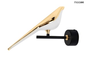 APLICA BIRD GOLD, CONFECTIONATA DIN ACRIL SI METAL, AURIU/ALB, STIL MODERN - Img 3