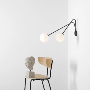 APLICA HOLM L, 2 BRATE, 42 CM, NEAGRA, DIN STICLA SI METAL, STIL MODERN - Img 4