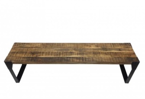BANCUTA, FACTORY 160CM, COD 40547, DIN LEMN MANGO SI METAL, DESIGN RETRO