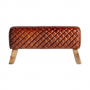 BANCUTA OTTAWA , 28581, MARONIU, STIL VINTAGE, VIC, LEMN MANGO SI PIELE, VIC
