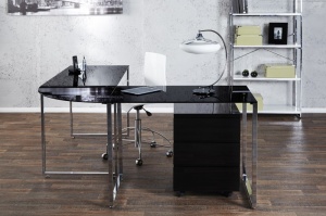 BIROU PE COLT, NEGRU, BIG DEAL 38381 DIN STICLA SECURIZATA DESIGN MODERN - Img 2