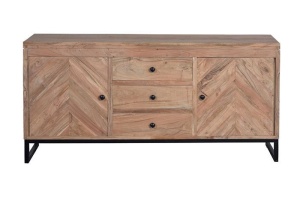 BUFET FENILA 6733, NATURAL/NEGRU, DIN LEMN MASIV DE ACACIA SI METAL, STIL VINTAGE G&C - Img 3