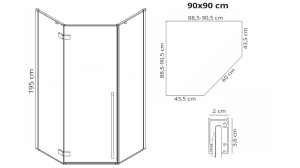 CABINA DE DUS REA DIAMOND, 90x90CM, AURIU, DIN STICLA, CALITATE SUPERIOARA - Img 6