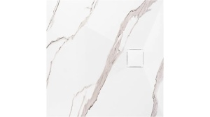 CADITA DE DUS REA MAGNUM CARRARA, 90x90 CM, EFECT DE MARMURA ALBA, DIN COMPOZIT, CALITATE SUPERIOARA