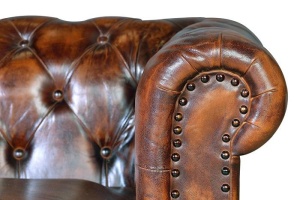 CANAPEA 200CM, MARO ANTICHIZAT, DIN PIELE, STIL CHESTERFIELD - Img 6