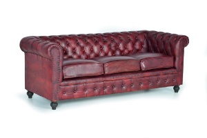CANAPEA 200CM, MARO, DIN PIELE, STIL CHESTERFIELD, DESIGN CHESTERFIELD