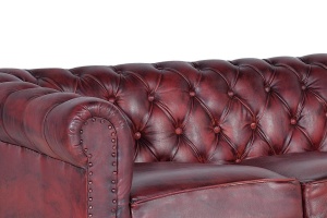 CANAPEA 200CM, MARO, DIN PIELE, STIL CHESTERFIELD, DESIGN CHESTERFIELD - Img 11