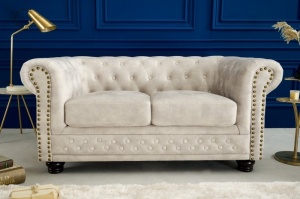CANAPEA CHESTERFIELD 2 LOCURI 150CM, DE CATIFEA CULOARE CHAMPAGNE, STIL CLASIC, ARTIM GROUP SELECTION