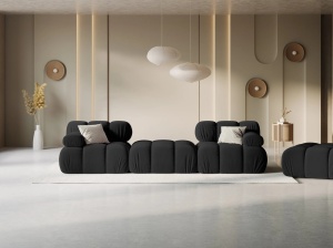 CANAPEA/COLTAR MODULAR BELLIS, 3 LOCURI, 188 CM, NEGRU, TAPITERIE DIN CATIFEA, DESIGN DEOSEBIT (Copy 2)