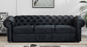 CANAPEA EXTENSIBILA 3 LOCURI, VALENTINO, NEAGRA, DIN STOFA( CATIFEA) DE CALITATE SUPERIOARA - Img 3