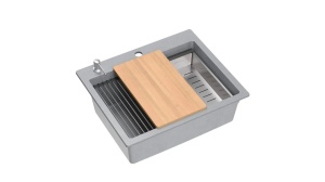 CHIUVETA BUCATARIE REA KURT 110 WORKSTATION, GRI METALIC, DIN GRANIT, CALITATE SUPERIOARA