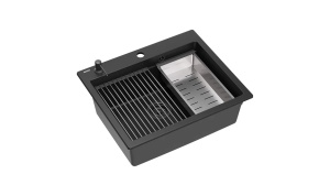 CHIUVETA BUCATARIE REA KURT 110 WORKSTATION, NEGRU, DIN GRANIT, CALITATE SUPERIOARA - Img 3