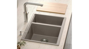 CHIUVETA BUCATARIE REA LOGAN 150, CU DOP, BEJ/AURIU, DIN GRANIT, CALITATE SUPERIOARA - Img 3