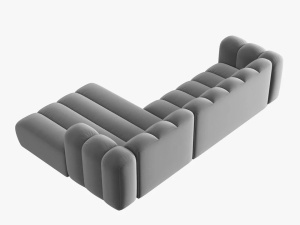 COLTAR MODULAR LUPIN, DREAPTA, 4 LOCURI, 288 CM, GRI 17, TAPITERIE DIN CATIFEA, DESIGN DEOSEBIT - Img 4