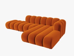 COLTAR MODULAR LUPIN, DREAPTA, 5 LOCURI, 294 CM, SCORTISOARA 14, TAPITERIE DIN CATIFEA, DESIGN DEOSEBIT - Img 3