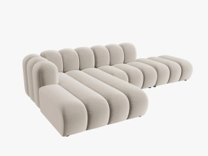 COLTAR MODULAR LUPIN, STANGA, 5 LOCURI, 294 CM, BEJ 1, TAPITERIE DIN CATIFEA, DESIGN DEOSEBIT - Img 3