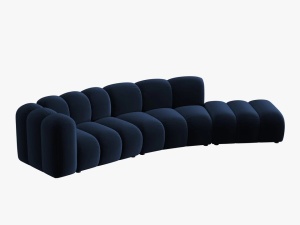 COLTAR SEMIROTUND LUPIN, DREAPTA, 5 LOCURI, 335 CM, ALBASTRU ROYAL 5, TAPITERIE DIN CATIFEA, DESIGN DEOSEBIT - Img 2