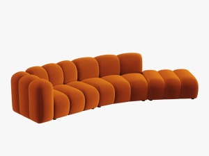 COLTAR SEMIROTUND LUPIN, DREAPTA, 5 LOCURI, 335 CM, SCORTISOARA 14, TAPITERIE DIN CATIFEA, DESIGN DEOSEBIT - Img 2