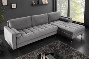 COLTAR SUPER CONFORTABIL 260CM, VELVET II, DIN LEMN SI CATIFEA GRI, ARTIM GROUP SELECTION - Img 4