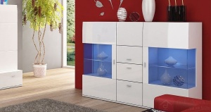 COMODA ALBA CU LED SI TELECOMANDA JENA - DESIGN MODERN
