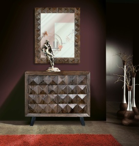 COMODA/BUFET 100CM, MARO/NEGRU, LEMN DE TRANDAFIR INDIAN SHEESHAM SI METAL