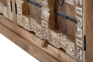 COMODA/BUFET 1352, NATURAL/ALB, DIN LEMN DE MANGO/DETALII METALICE, STIL VINTAGE G&C - Img 6