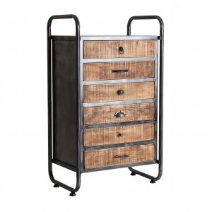 COMODA CU SERTARE TARAKAN, 27887, CULOARE NEGRU/NATURAL, STIL INDUSTRIAL, DIN FIER SI LEMN DE ULM, VIC - Img 2