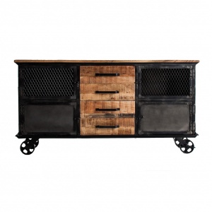 COMODA GAFFNEY REF. 26746, DIN LEMN MASIV DE MANGO SI METAL, STIL VINTAGE, VIC