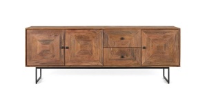 COMODA TV 180CM, CULOARE NUC, DIN LEMN DE MANGO SI METAL, DESIGN DEOSEBIT