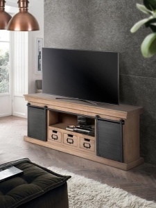 COMODA TV 6090, MARO/NEGRU, DIN LEMN DE MANGO, STIL INDUSTRIAL G&C
