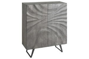 DULAP LIVING 120CM, HURRICANE, CULOARE GRI, DIN LEMN MASIV DE SALCAM, DESIGN 3D SI CADRUL DIN METAL - Img 5