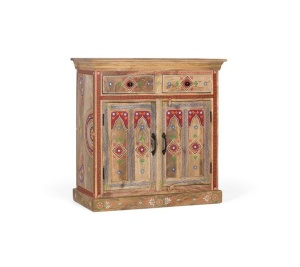 DULAP LIVING 90CM, MULTICOLOR, DIN LEMN DE MANGO, PICTAT MANUAL - Img 2