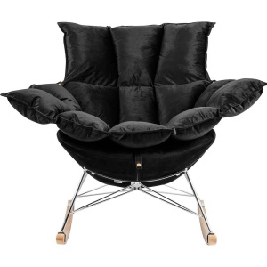 FOTOLIU BALANSOAR SWING VELVET, NEGRU, TAPITERIE DIN CATIFEA, STIL MODERN - Img 3