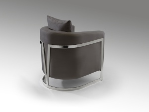 FOTOLIU CONFORTABIL BERLIN, 90 CM, GRI/CROM, TAPITERIE DIN CATIFEA SI PICIOARE DIN METAL, STIL MODERN - Img 2
