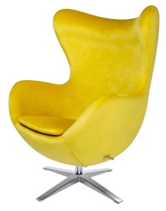 FOTOLIU CONFORTABIL EGG SZEROKI VELVET, GALBEN 20/CROM, DIN CATIFEA SI METAL, STIL MODERN B2